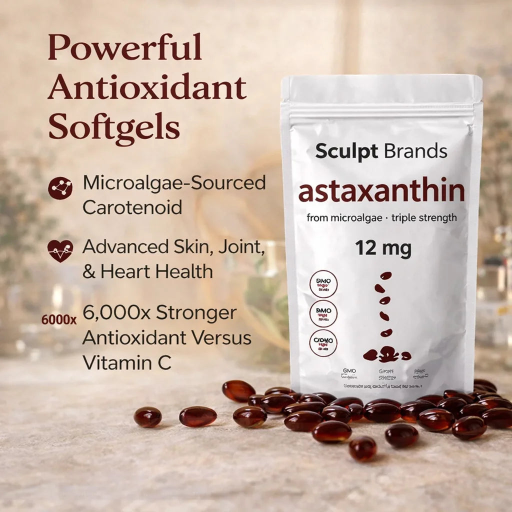 Sculpt Astaxanthin lifestyle — supplement for skin, eye, joint, and circulatory health